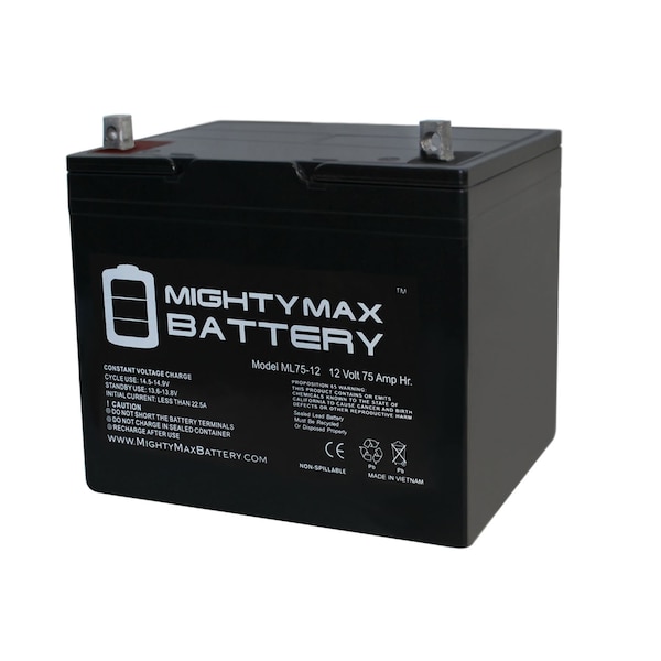 Mighty Max Battery 12 Volt 75 Ah Rechargeable Sealed Lead Acid  Battery ML75-12